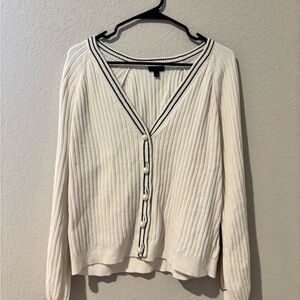 Talbots Cream Cardigan with Black Accents